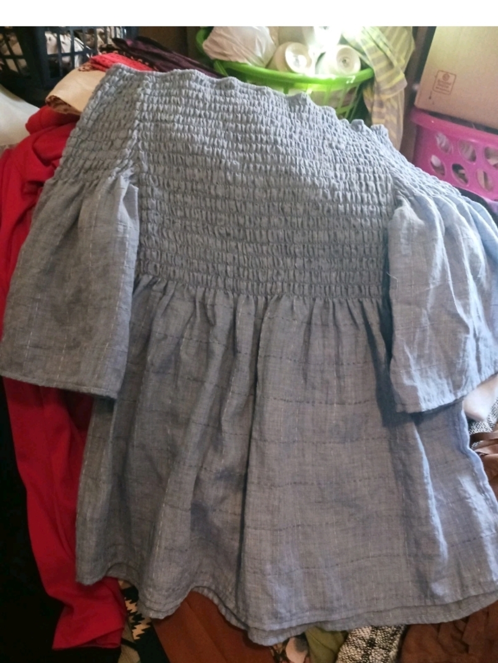 Liverpool Light Blue Smocked Top